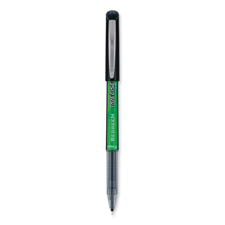 Pilot Precise V5 BeGreen Rollerball Pen, Stick, Extra-Fine 0.5 mm, Black Ink, Black Barrel, Dozen (PIL26300)