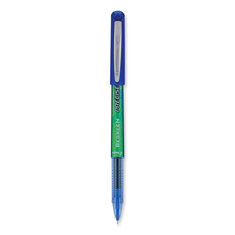 Pilot Precise V5 BeGreen Rollerball Pen, Stick, Extra-Fine 0.5 mm, Blue Ink, Blue Barrel, Dozen (PIL26301)