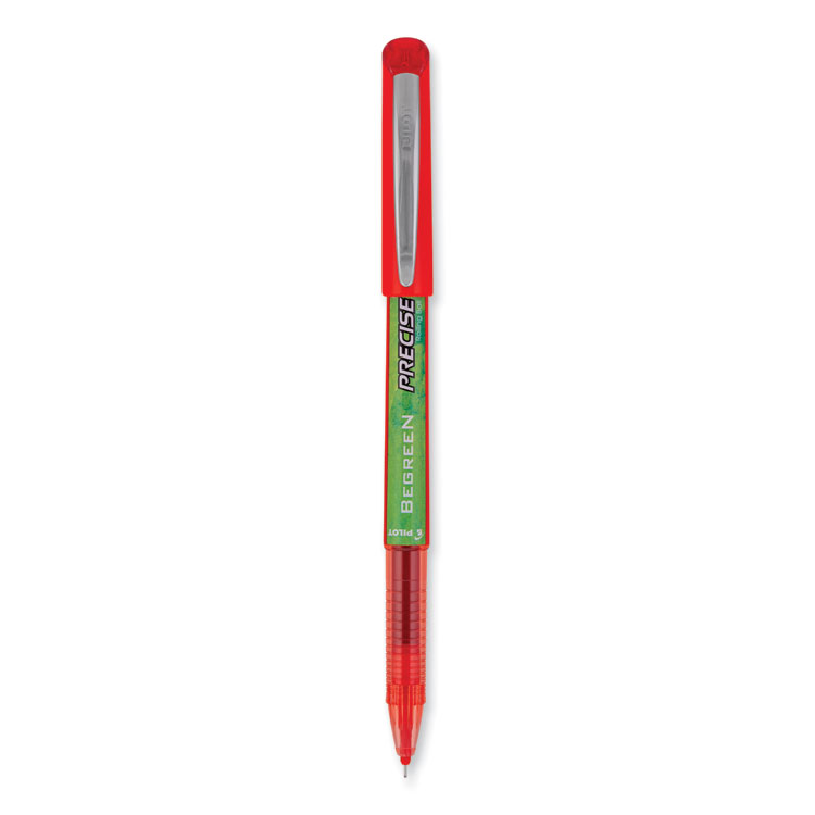 Pilot Precise V5 BeGreen Rollerball Pen, Stick, Extra-Fine 0.5 mm, Red Ink, Red Barrel, Dozen (PIL26302)