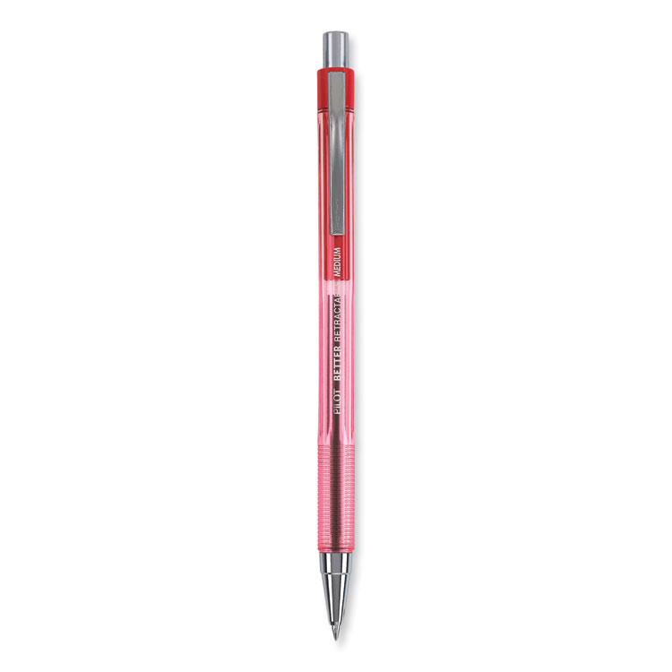 Pilot Better Ballpoint Pen, Retractable, Medium 1 mm, Red Ink, Translucent Red Barrel, Dozen (PIL30007)