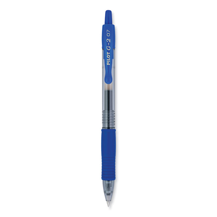 Pilot G2 Premium Gel Pen, Retractable, Fine 0.7 mm, Blue Ink, Smoke/Blue Barrel, 2/Pack (PIL31032)