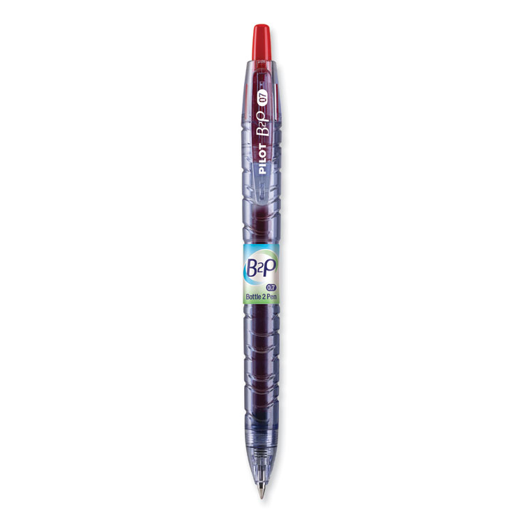 Pilot B2P Bottle-2-Pen Recycled Gel Pen, Retractable, Fine 0.7 mm, Red Ink, Translucent Blue Barrel (PIL31602)