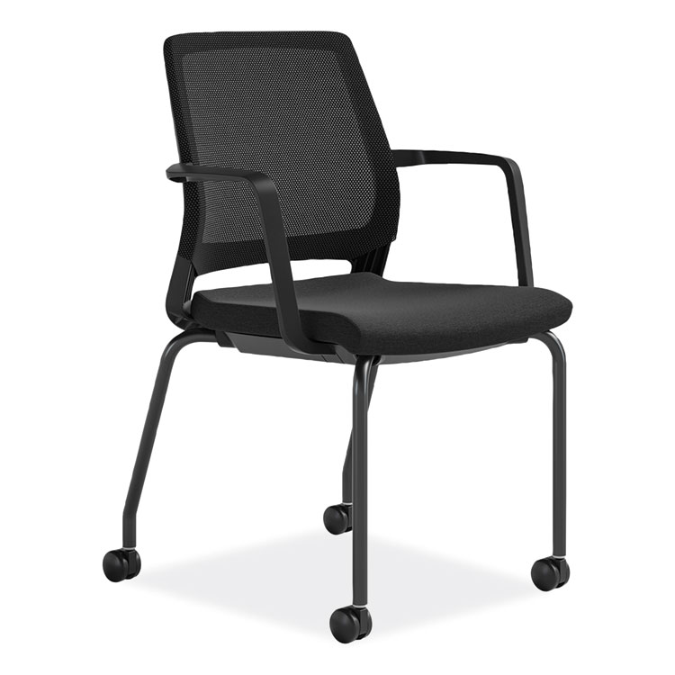 Safco Medina Guest Chair, Supports Up to 275 lb, 18" Seat Height, Black Seat/Back/Base (SAF6829BL)