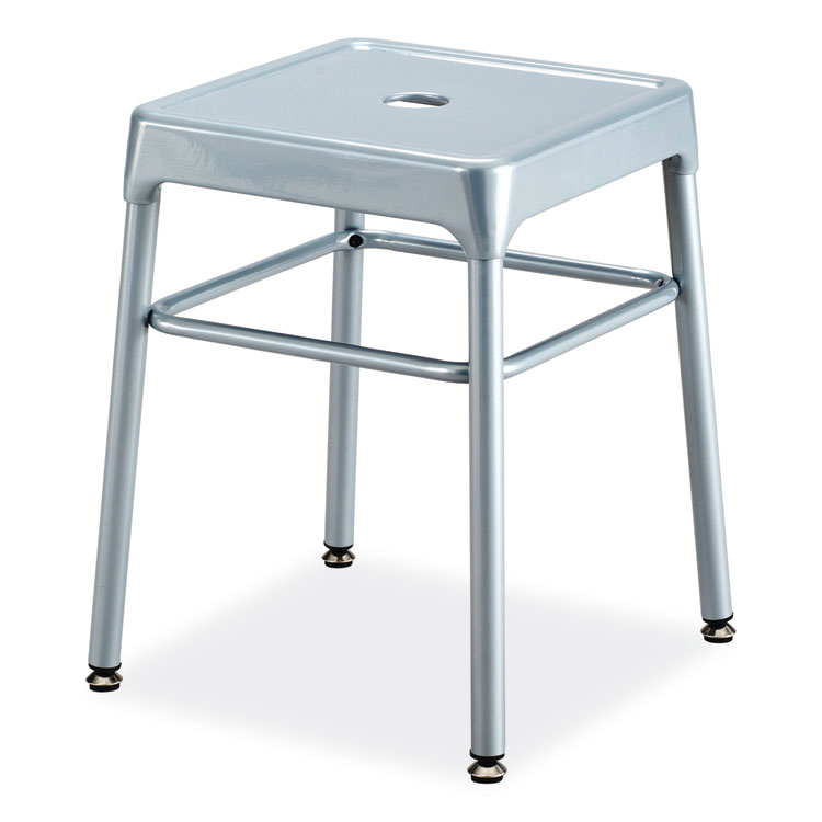 Safco Steel GuestBistro Stool, Backless, Supports Up to 250 lb, 18" Seat Height, Silver Seat, Silver Base (SAF6604SL)