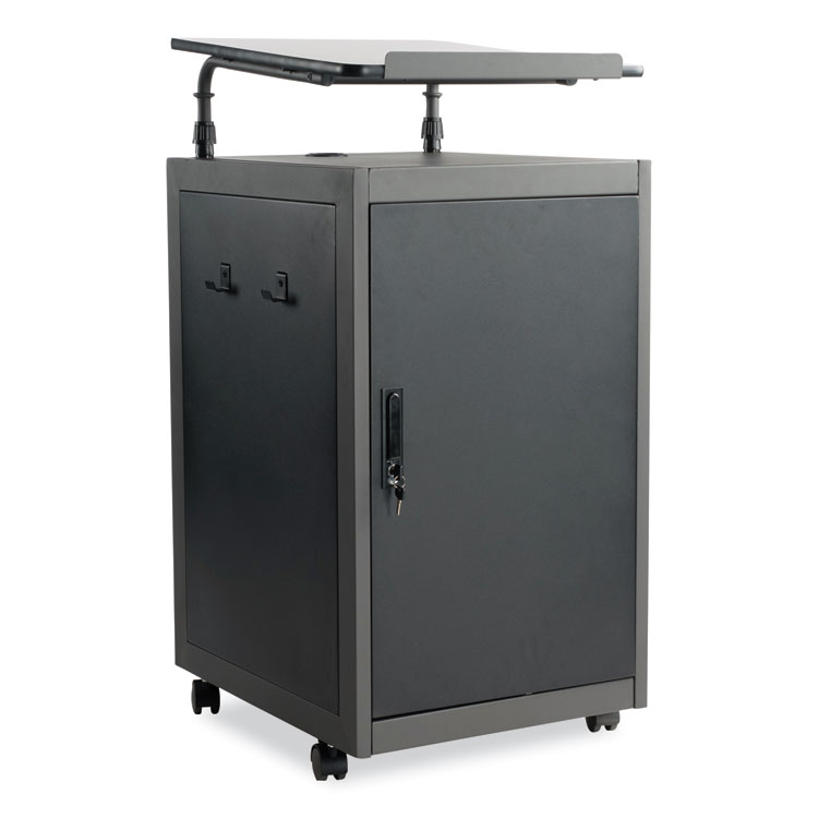 Oklahoma Sound Teacher's WorkPod Lectern, 20 x 24 x 41, Charcoal Slate/Black (NPSTWPL)
