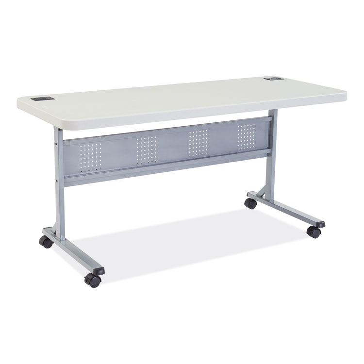 NPS Flip-N-Store Training Table, Rectangular, 24 x 60 x 29.5, Speckled Gray (NPSBPFT2460)