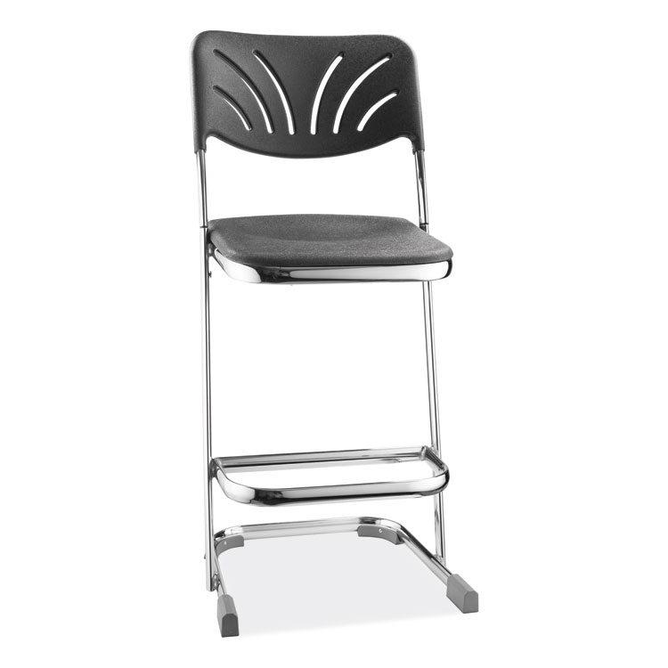 NPS 6600 Series Elephant Z-Stool With Backrest, Supports Up to 500 lb, 24" Seat Heightt, Black Seat, Black Back, Chrome Frame (NPS6624B)
