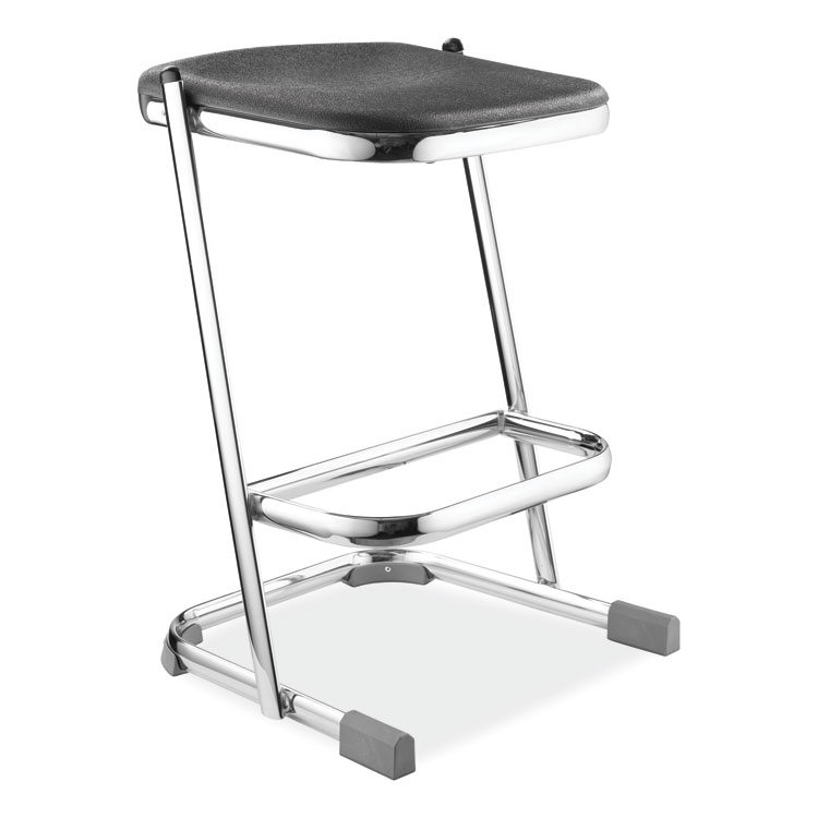 NPS 6600 Series Elephant Z-Stool, Backless, Supports Up to 500 lb, 24" Seat Height, Black Seat, Chrome Frame (NPS6624)