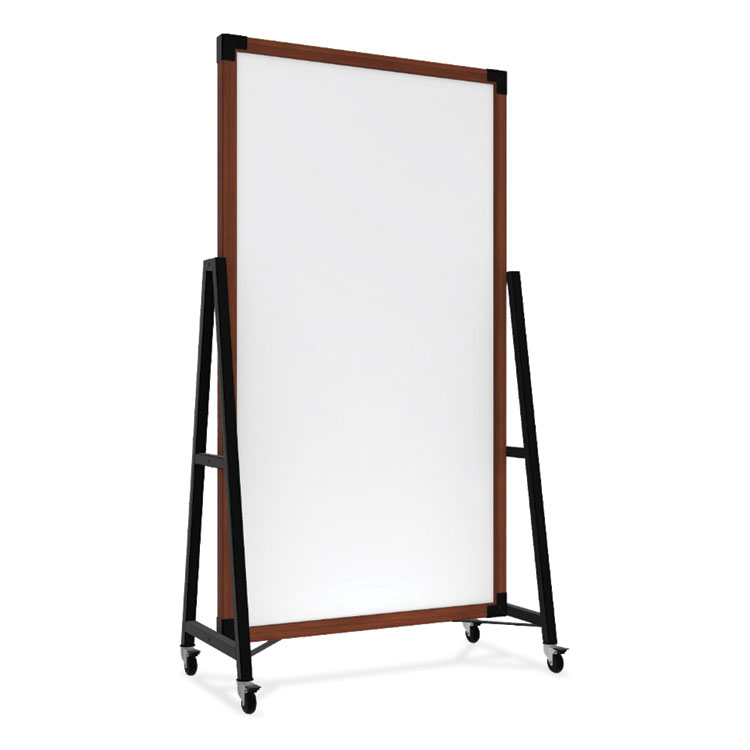 Ghent Prest Mobile Magnetic Whiteboard, 40.5" x 73.75", White Surface, Caramel Oak Finished Wood Frame (GHEPRS6M7440BC)