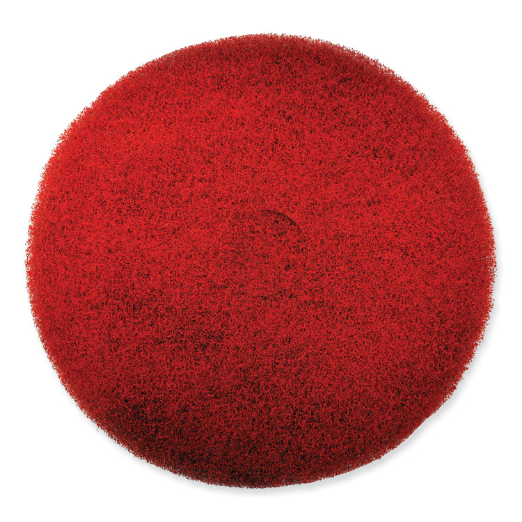 SC Johnson Professional EZ CARE Heavy Duty Scrub Pad, 13" Diameter, Red/Gray, 5/Carton (SJN311174)