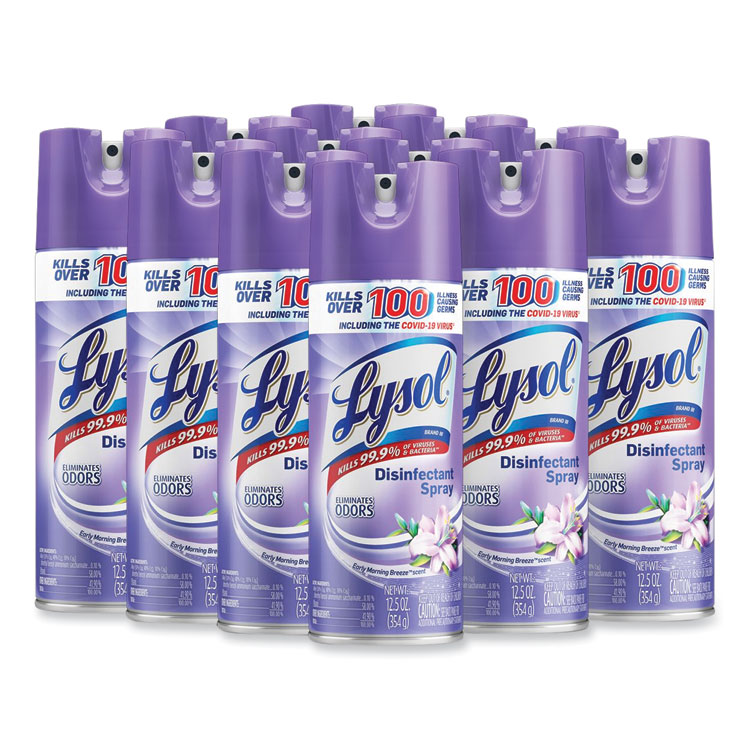 LYSOL Brand Disinfectant Spray, Early Morning Breeze, 12.5 oz Aerosol Spray, 12/Carton (RAC80833)