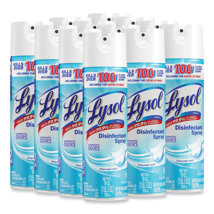 LYSOL Brand Disinfectant Spray, Crisp Linen, 19 oz Aerosol Spray, 12/Carton (RAC79329CT)