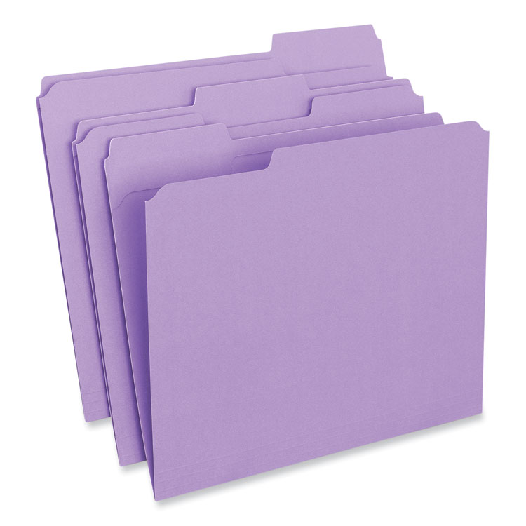Universal Reinforced Top-Tab File Folders, 1/3-Cut Tabs: Assorted, Letter Size, 1" Expansion, Violet, 100/Box (UNV16165)