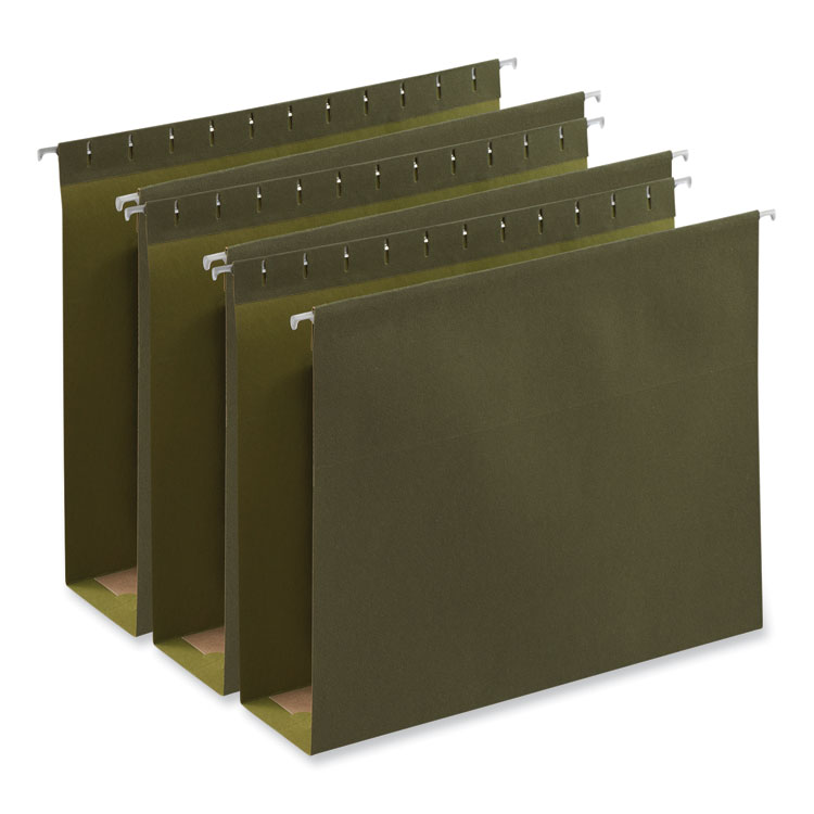 Universal Box Bottom Hanging File Folders, 3" Capacity, Letter Size, 1/5-Cut Tabs, Standard Green, 25/Box (UNV14143)