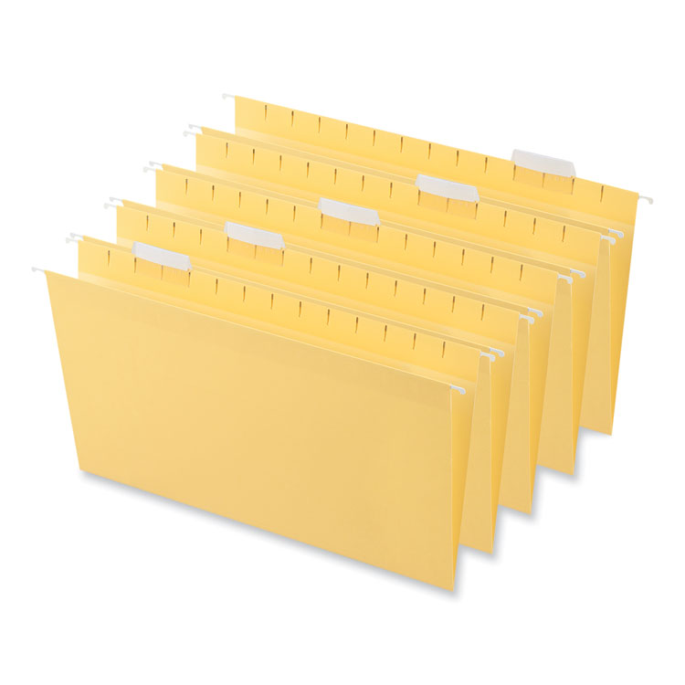Universal Deluxe Bright Color Hanging File Folders, Legal Size, 1/5-Cut Tabs, Yellow, 25/Box (UNV14219)