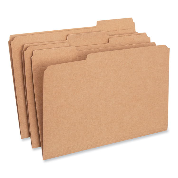 Universal Reinforced Kraft Top Tab File Folders, 1/3-Cut Tabs: Assorted, Legal Size, 0.75" Expansion, Brown, 100/Box (UNV16143)