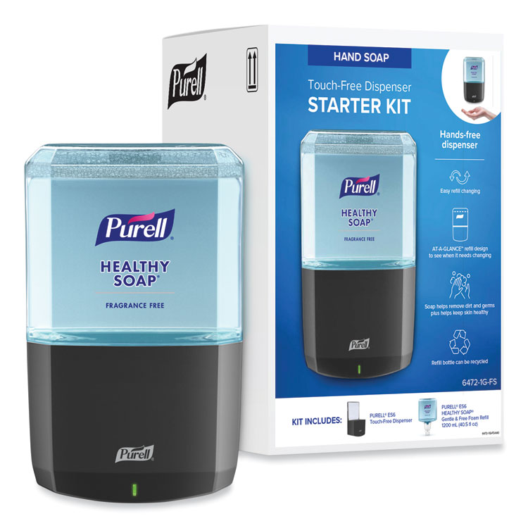 PURELL HEALTHY SOAP Gentle and Free Foam ES6 Starter Kit, 1,200 mL, Graphite (GOJ64721GFS)