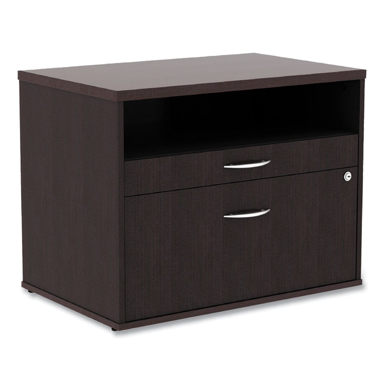 Alera Alera Open Office Desk Series Low File Cabinet Credenza, 2-Drawer: Pencil/File,Legal/Letter,1 Shelf,Espresso,29.5x19.13x22.88 (ALELS583020ES)