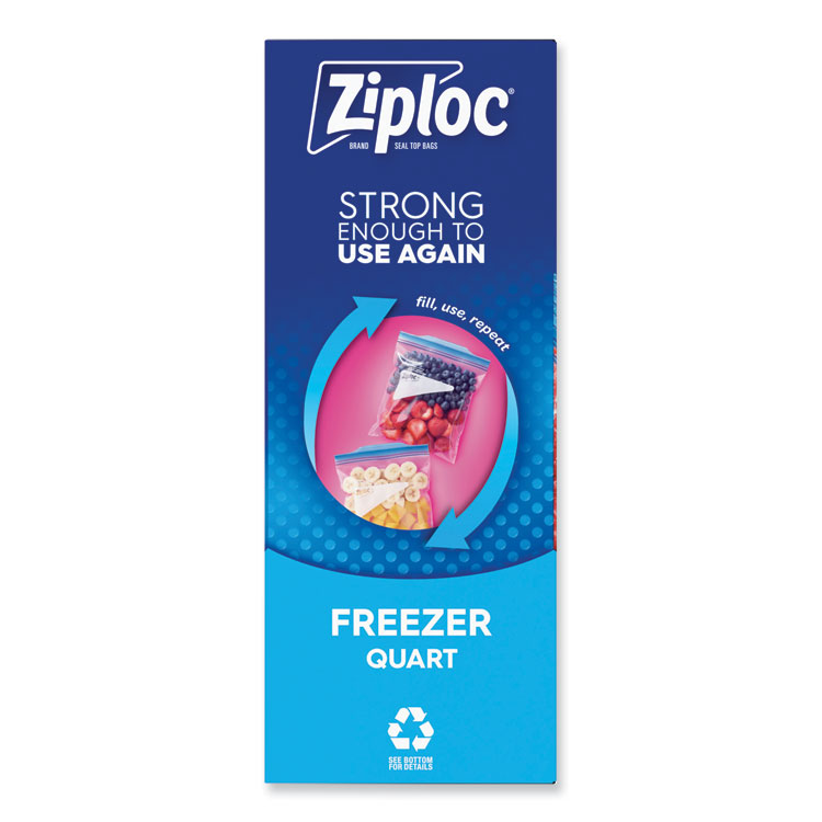 Ziploc Zipper Freezer Bags, 32 oz, 6.97" x 7.7", Clear, 38 Bags/Box, 9 Boxes/Carton (SJN314444)