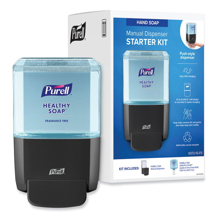 PURELL HEALTHY SOAP Gentle and Free Foam ES4 Starter Kit, 1,200 mL, Graphite (GOJ50721GFS)