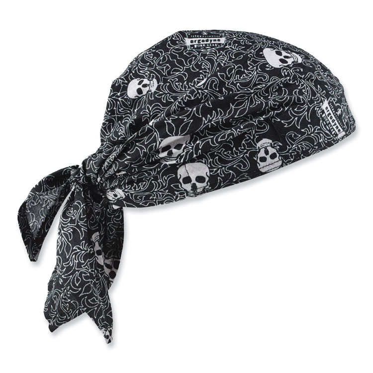 ergodyne Chill-Its 6710CT Cooling PVA Tie Bandana Triangle Hat, One Size Fits Most, Skulls (EGO12589)