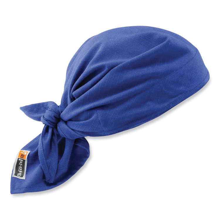 ergodyne Chill-Its 6710FR Fire Resistant Cooling Tie Bandana Triangle Hat, One Size Fits Most, Blue (EGO12627)