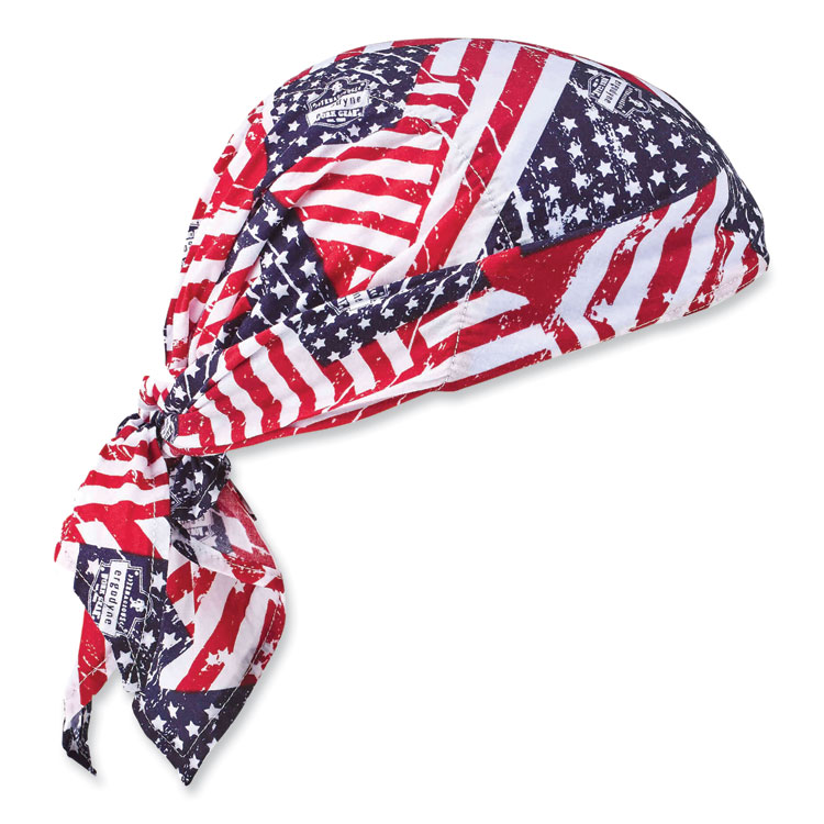 ergodyne Chill-Its 6710CT Cooling PVA Tie Bandana Triangle Hat, One Size Fits Most, Stars and Stripes (EGO12581)
