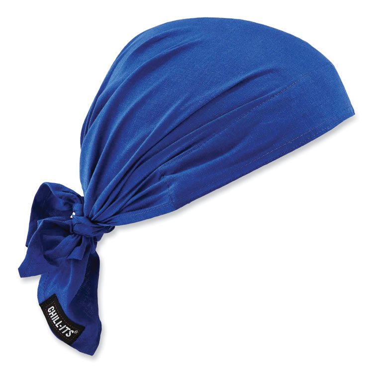 ergodyne Chill-Its 6710CT Cooling PVA Tie Bandana Triangle Hat, One Size Fits Most, Solid Blue (EGO12587)