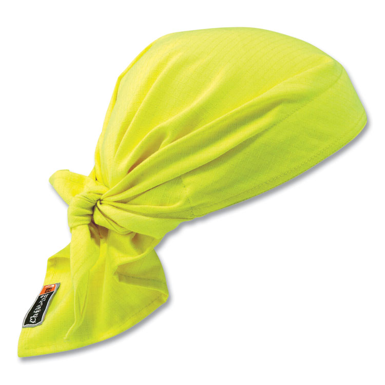 ergodyne Chill-Its 6710FR Fire Resistant Cooling Tie Bandana Triangle Hat, One Size Fits Most, Lime (EGO12621)