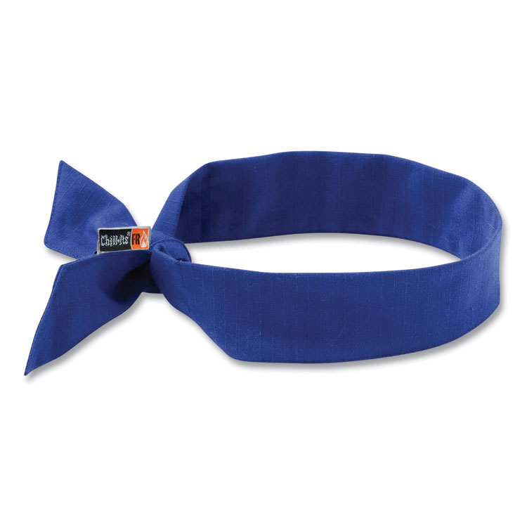 ergodyne Chill-Its 6700FR Fire Resistant Cooling Tie Bandana Headband, One Size Fits Most, Blue (EGO12607)