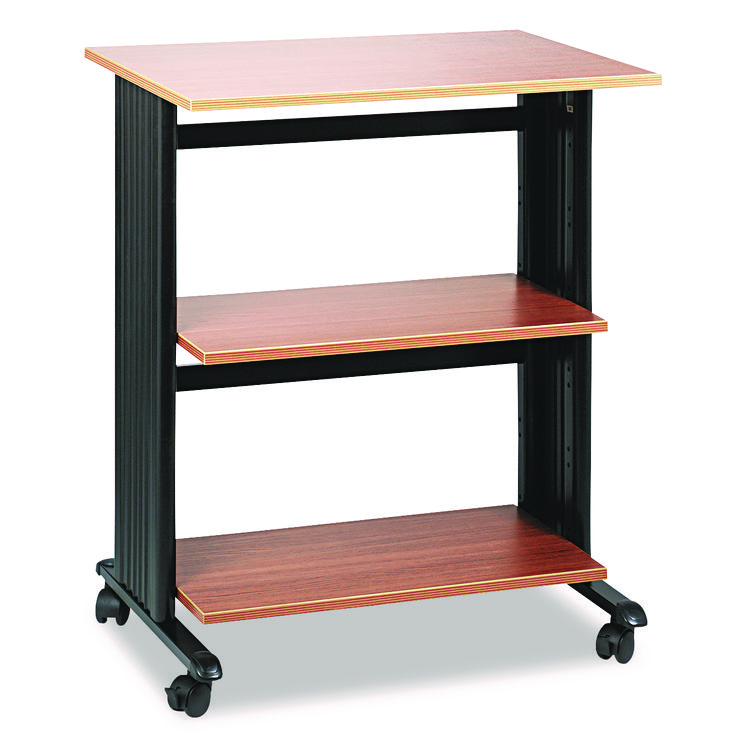 Safco Muv Three Level Machine Cart/Printer Stand, Engineered Wood, 3 Shelves, 29.5 x 20 x 35, Oak/Black (SAF1881MO)