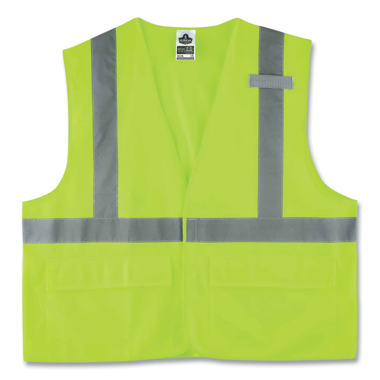 ergodyne GloWear 8225HL Class 2 Standard Solid Hook and Loop Vest, Polyester, Lime, Small/Medium (EGO21183)