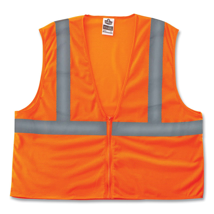 ergodyne GloWear 8205Z Class 2 Super Economy Mesh Vest, Polyester, Orange, 2X-Large/3X-Large (EGO20987)