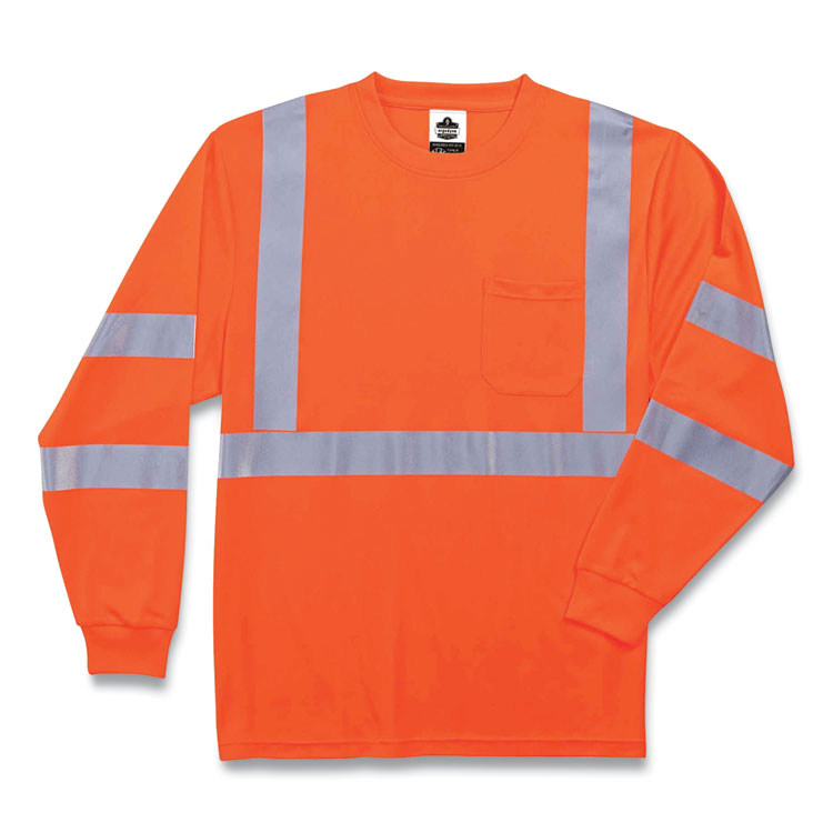 ergodyne GloWear 8391 Class 3 Hi-Vis Long Sleeve Shirt, Polyester, Orange, Medium (EGO21713)