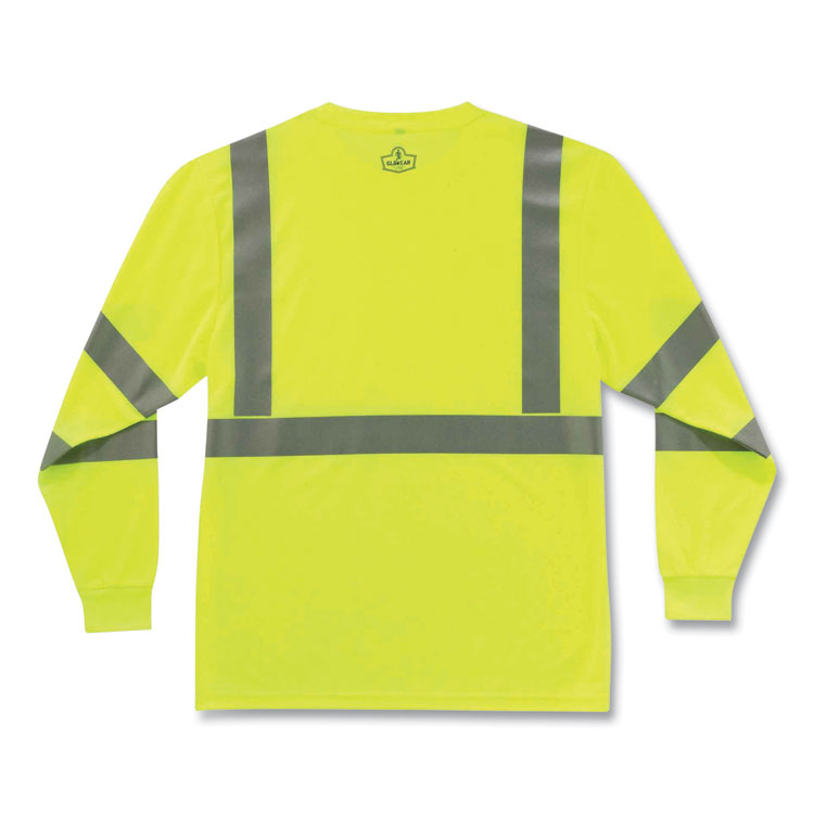 ergodyne GloWear 8391 Class 3 Hi-Vis Long Sleeve Shirt, Polyester, Lime, Small (EGO21702)