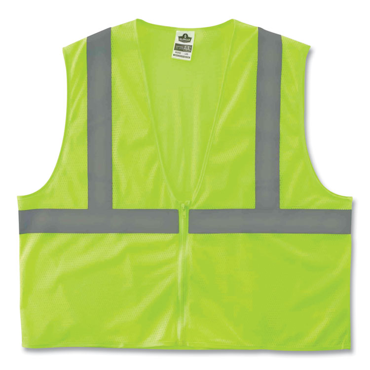 ergodyne GloWear 8205Z Class 2 Super Economy Mesh Vest, Polyester, Lime, Large/X-Large (EGO20995)