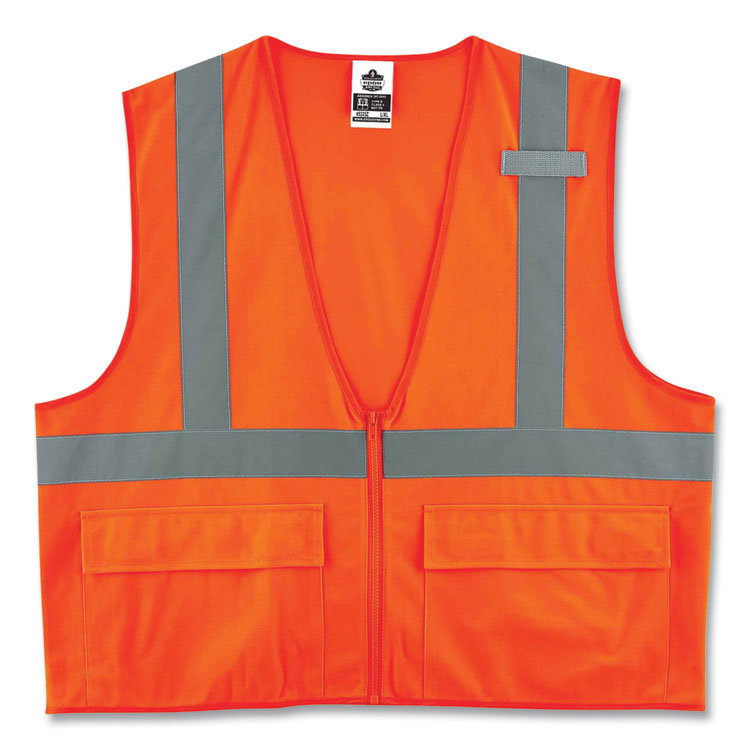 ergodyne GloWear 8225Z Class 2 Standard Solid Vest, Polyester, Orange, 2X-Large/3X-Large (EGO21157)