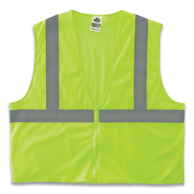 ergodyne GloWear 8205Z Class 2 Super Economy Mesh Vest, Polyester, Lime, Small/Medium (EGO20993)