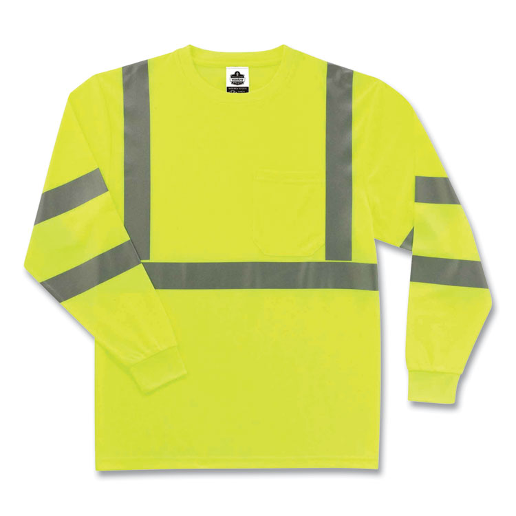 ergodyne GloWear 8391 Class 3 Hi-Vis Long Sleeve Shirt, Polyester, Lime, Medium (EGO21703)