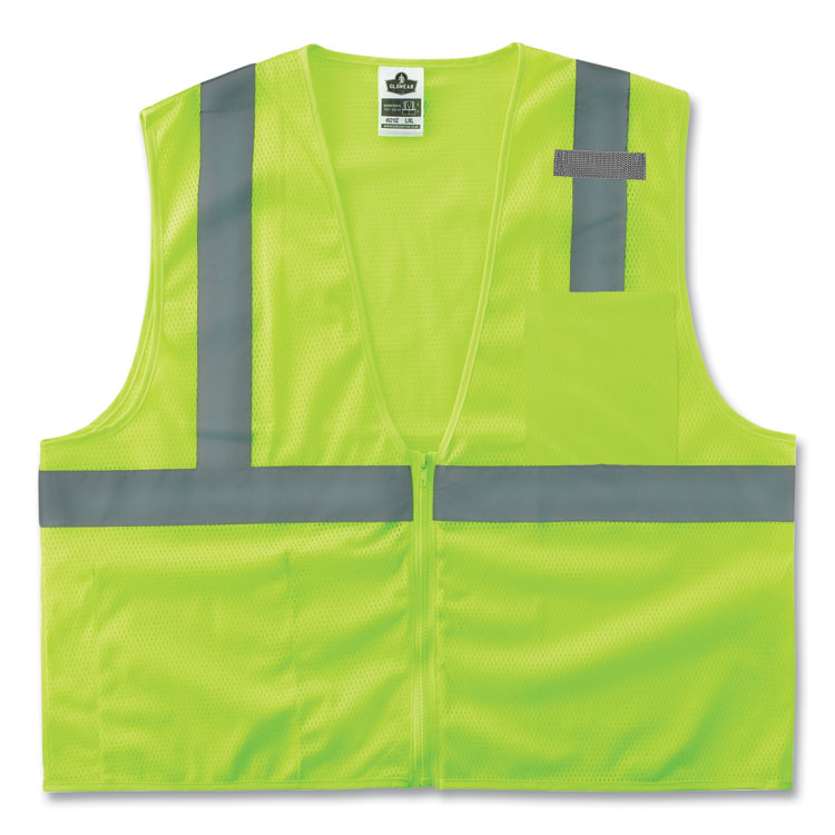 ergodyne GloWear 8210Z Class 2 Economy Mesh Vest, Polyester, Lime, X-Small (EGO21051)