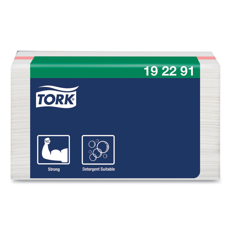Tork Small Pack Foodservice Cloth, 1-Ply, 11.75 x 14.75, Unscented, White/Red Stripe, 50/Poly Pack, 4 Packs/Carton (TRK192291)