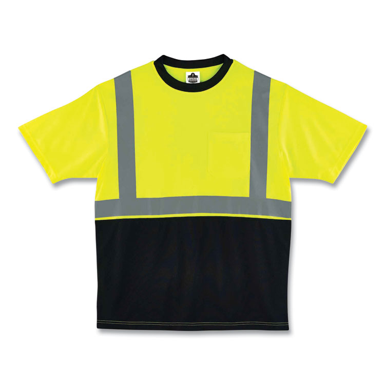 ergodyne GloWear 8289BK Class 2 Hi-Vis T-Shirt with Black Bottom, 4X-Large, Lime (EGO22508)