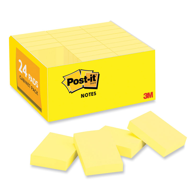 Post-it Notes Original Pads in Canary Yellow, Value Pack, 1.38" x 1.88", 100 Sheets/Pad, 24 Pads/Pack (MMM65324VAD)