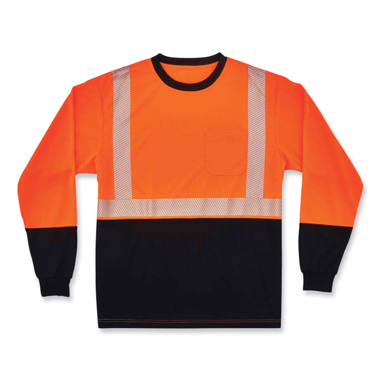 ergodyne GloWear 8281BK Class 2 Long Sleeve Shirt with Black Bottom, Polyester, Medium, Orange (EGO22683)