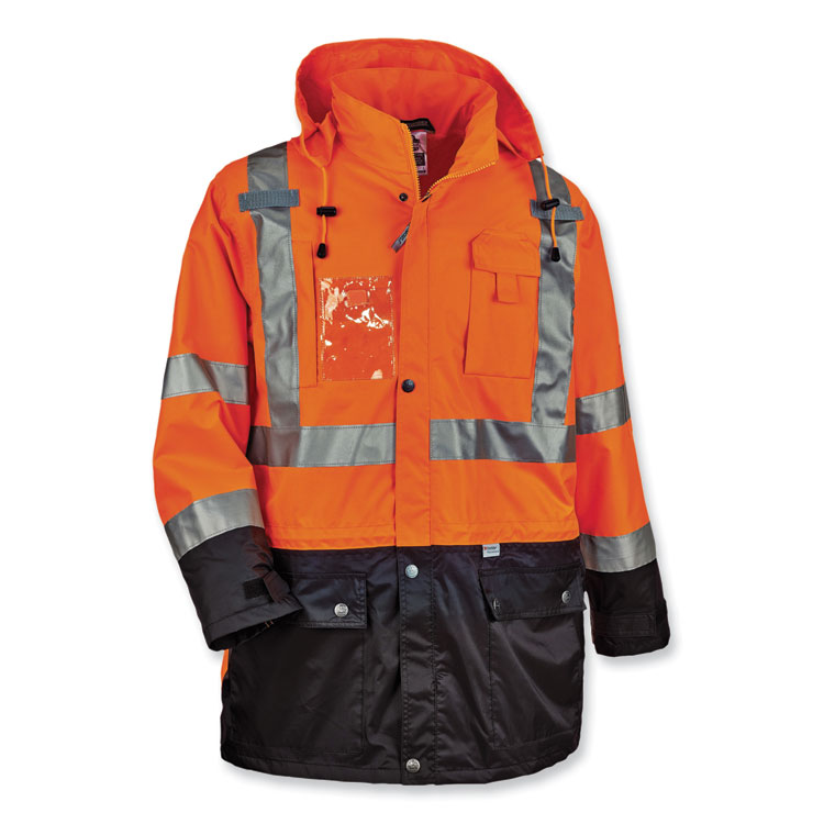 ergodyne GloWear 8386 Class 3 Hi-Vis Outer Shell Jacket, Polyester, 5X-Large, Orange (EGO25469)