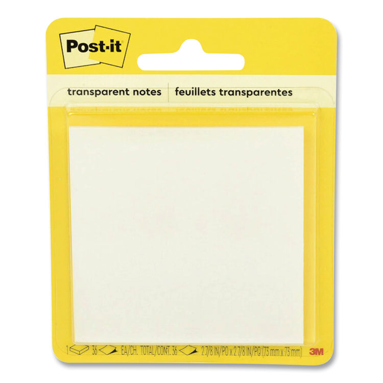 Post-it Transparent Notes, 2.88" x 2.88", 36 Sheets/Pad (MMM600TRSPT)