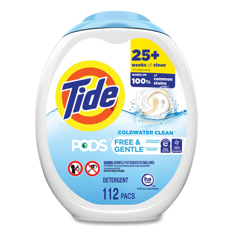 Tide PODS, Free and Gentle, Unscented, 112 Pods/Pack (PGC03229)