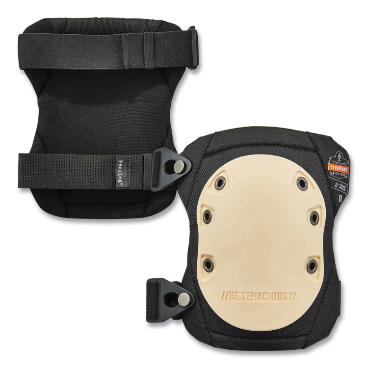 ergodyne ProFlex 325 Non-Marring Rubber Cap Knee Pads, Buckle Closure, One Size Fits Most, Tan Cap, Pair (EGO18325)