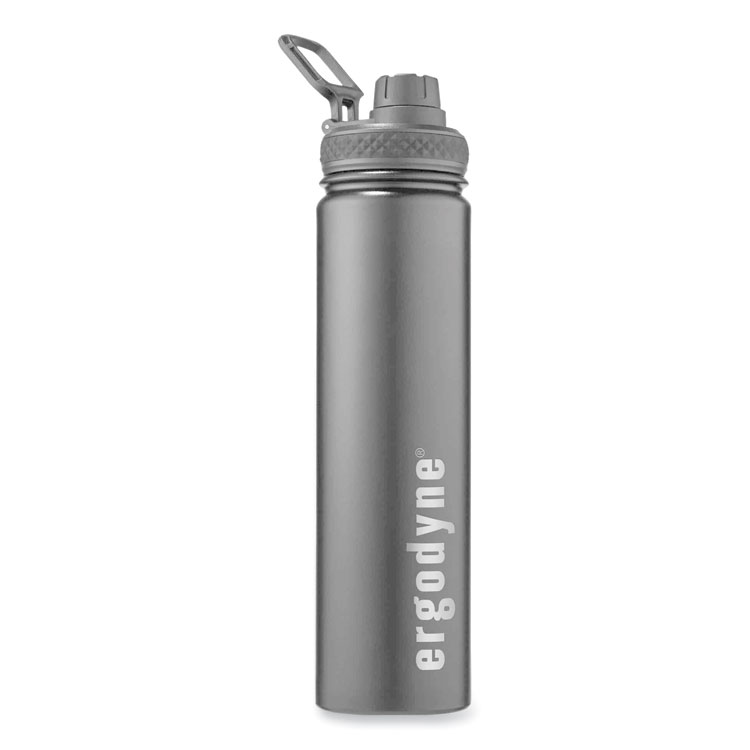 ergodyne Chill-Its 5152 Insulated Stainless Steel Water Bottle, 25 oz, Metal, Black (EGO13167)