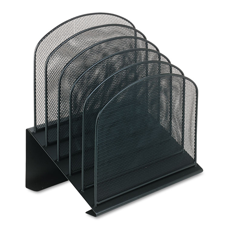 Safco Onyx Mesh Desk Organizer with Tiered Sections, 5 Sections, Letter to Legal Size Files, 11.25" x 7.25" x 12", Black (SAF3257BL)